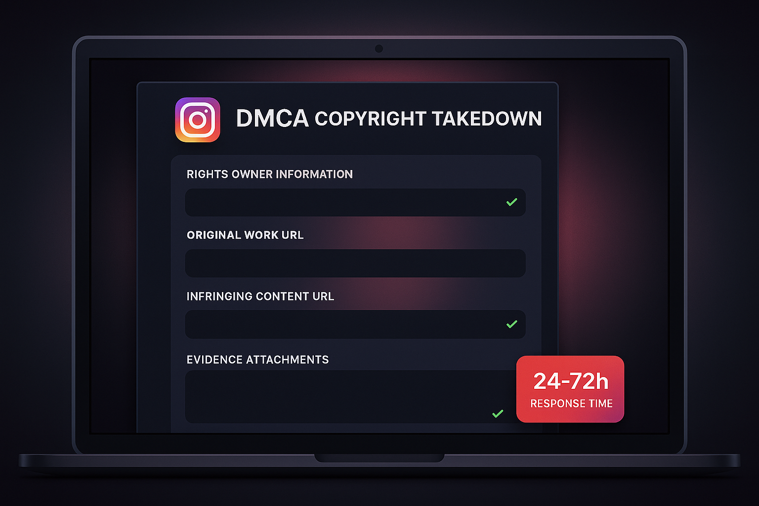 What a legitimate Instagram takedown filing involves: documented evidence, not a bought ban